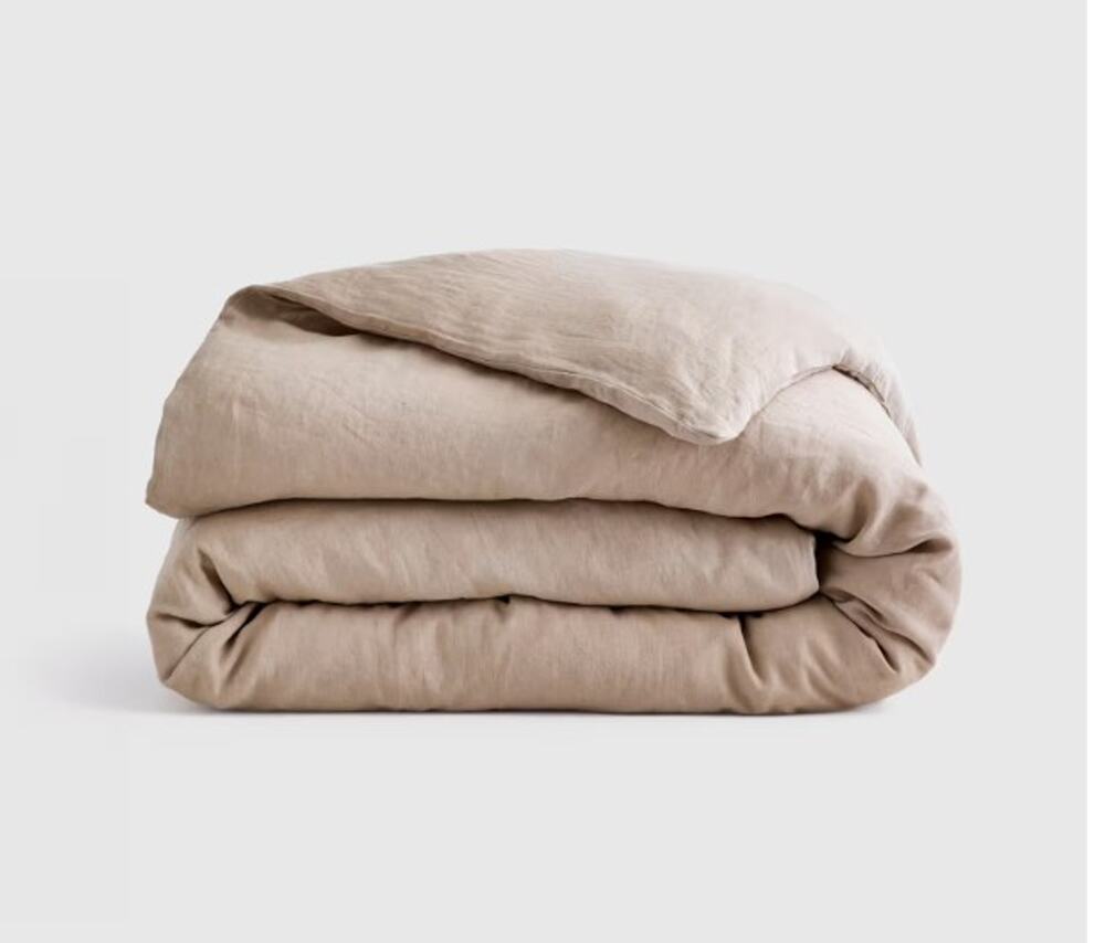 Quince Linen Duvet Cover in Beige Size Queen